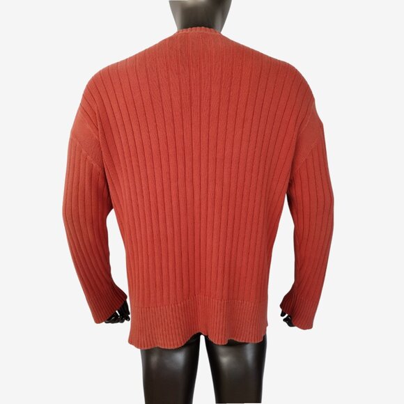Vintage Y2K Guess Jeans Men's Orange Ribbed Knit V Neck Sweater Size XXL - Picture 5 of 12